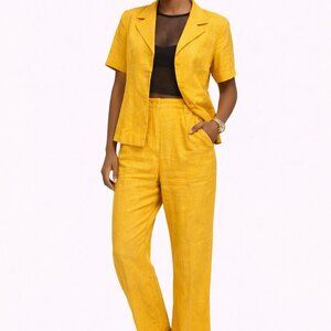 Club France 100% Linen Two-Piece Set • Size 12 • Dopamine Quiet Luxury Boho